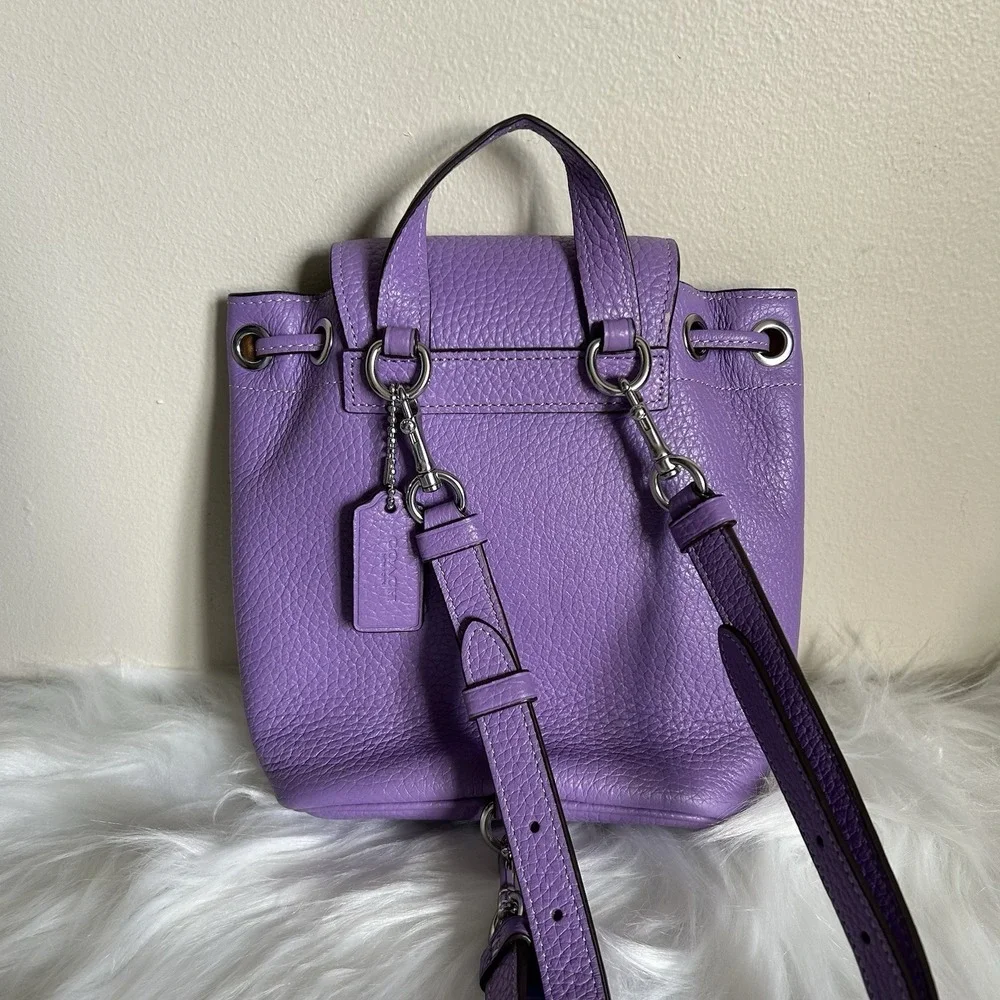 Coach‎ Amelia Mini Purple Pebbled Leather Backpack Excellent